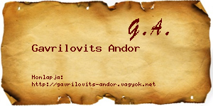 Gavrilovits Andor névjegykártya